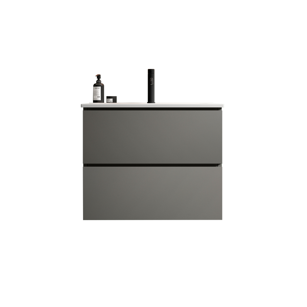 TIA 24-Inch Wall Mounted Bathroom Vanity, Gray, Ceramic Sink