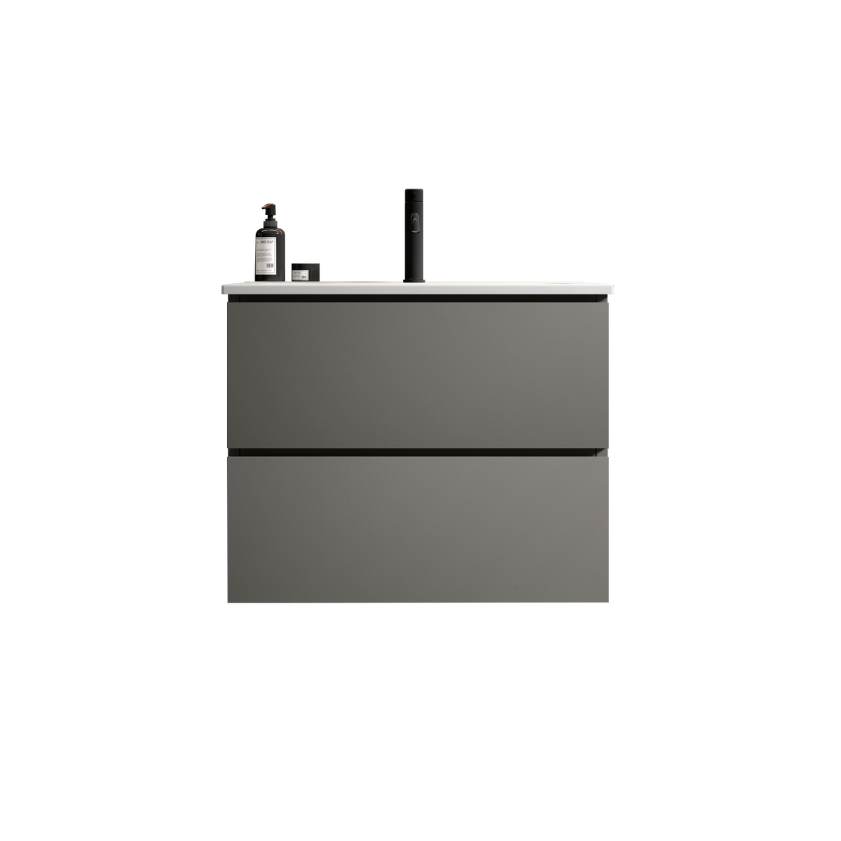 TIA 24-Inch Wall Mounted Bathroom Vanity, Gray, Ceramic Sink
