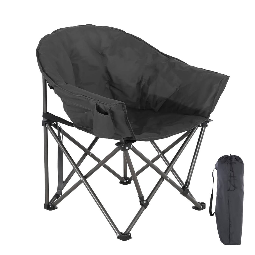 Oversized Camping Chair: Portable Folding Moon Chair with Side Pocket