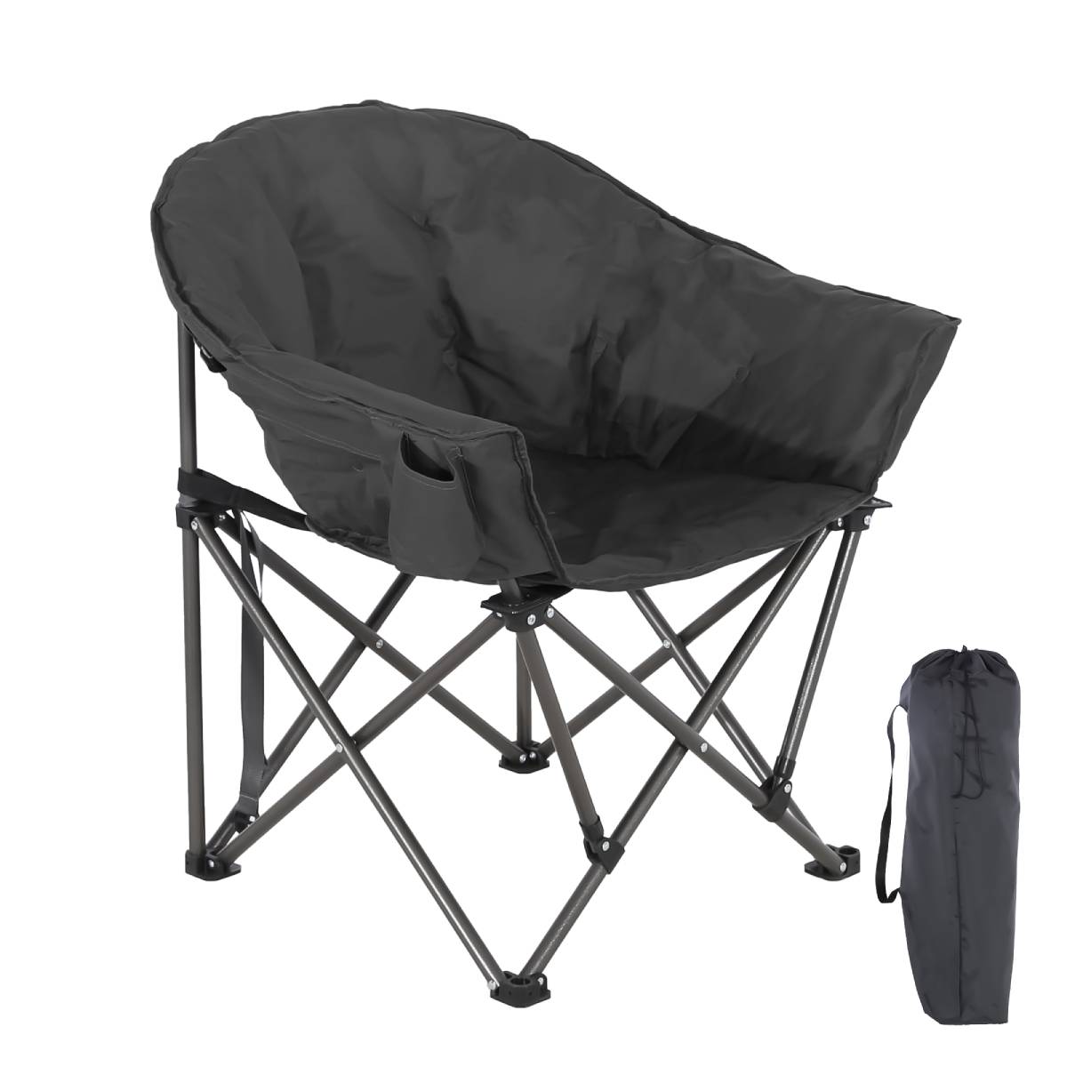 Oversized Camping Chair: Portable Folding Moon Chair with Side Pocket