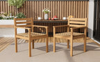 Set of 2 Outdoor Acacia Wood Dining Chairs with Woven Seats