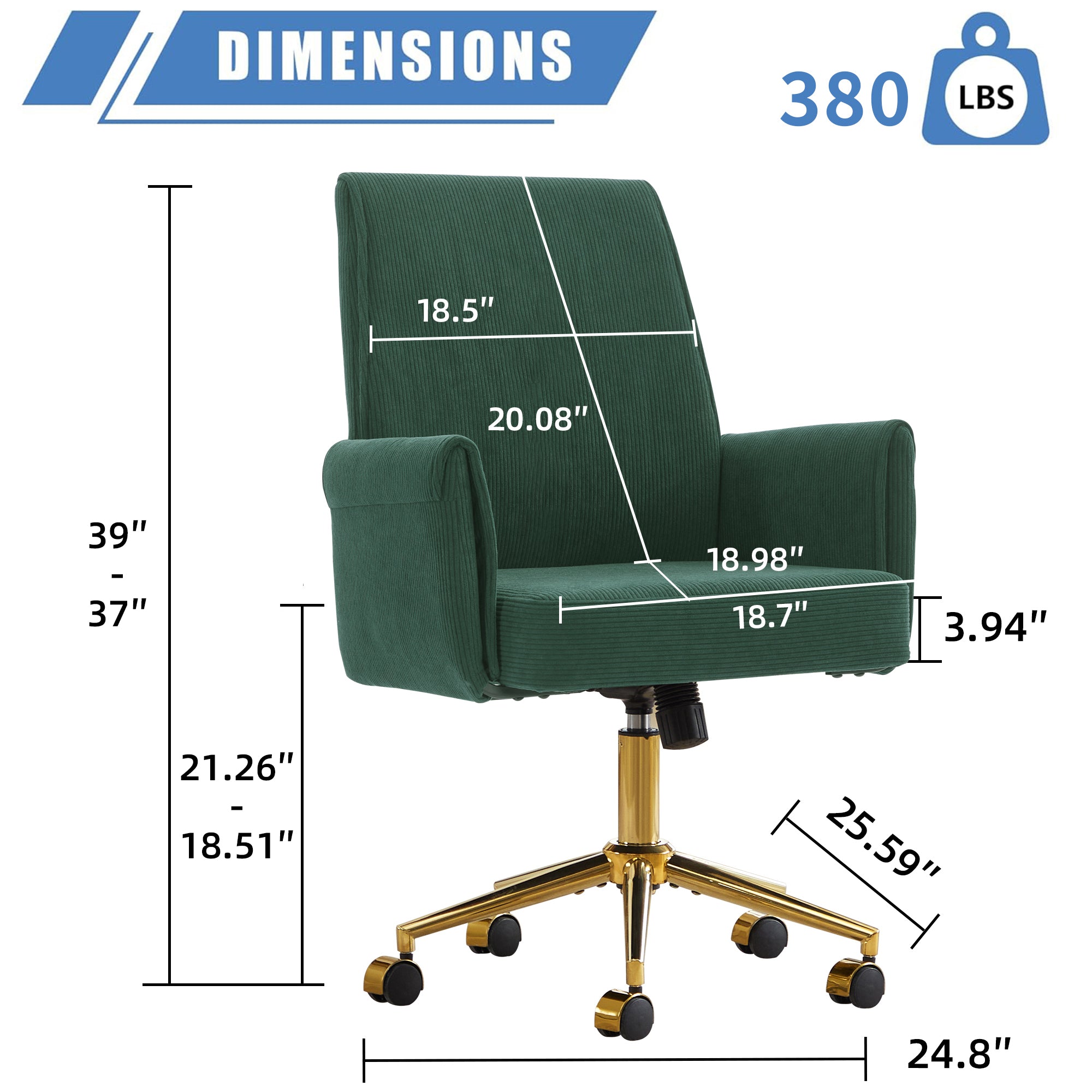 Mid-Back Liftable Office Chair in Green