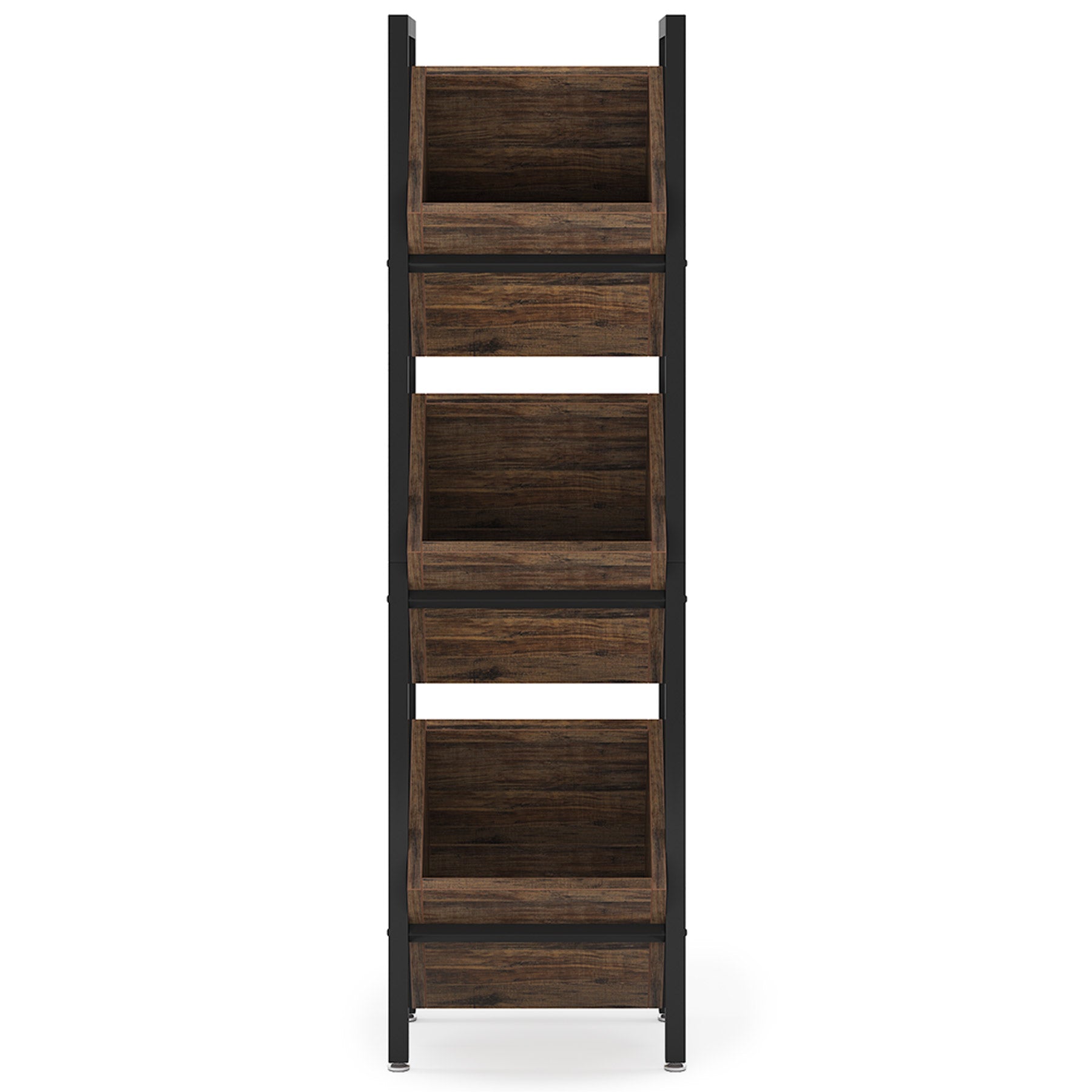 15" 3-Tier Industrial Basket Stand with Angled Baskets