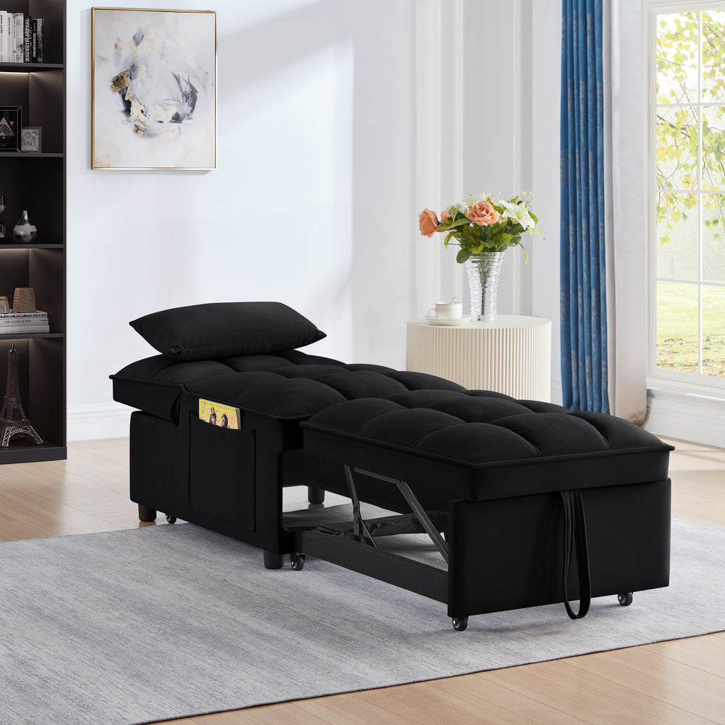 4 In1 Multi-Function Single Sofa Bed with Storage Pockets