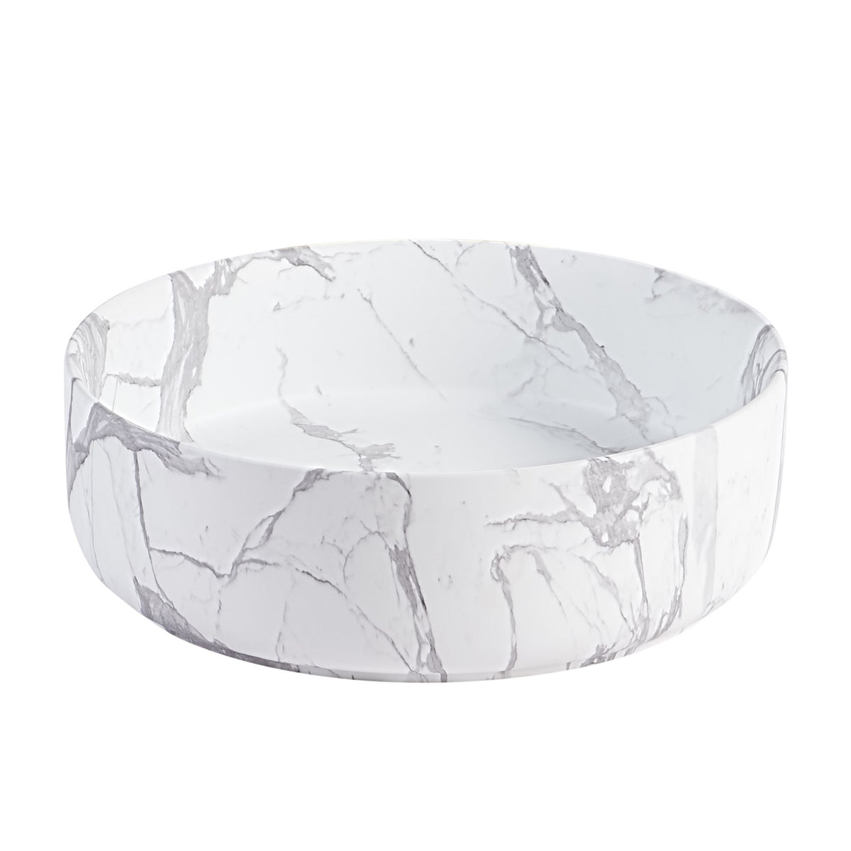 Integrated Carrara White Ceramic Basin, 14-Inch Round