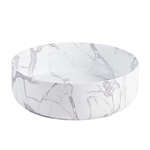 Integrated Carrara White Ceramic Basin, 14-Inch Round