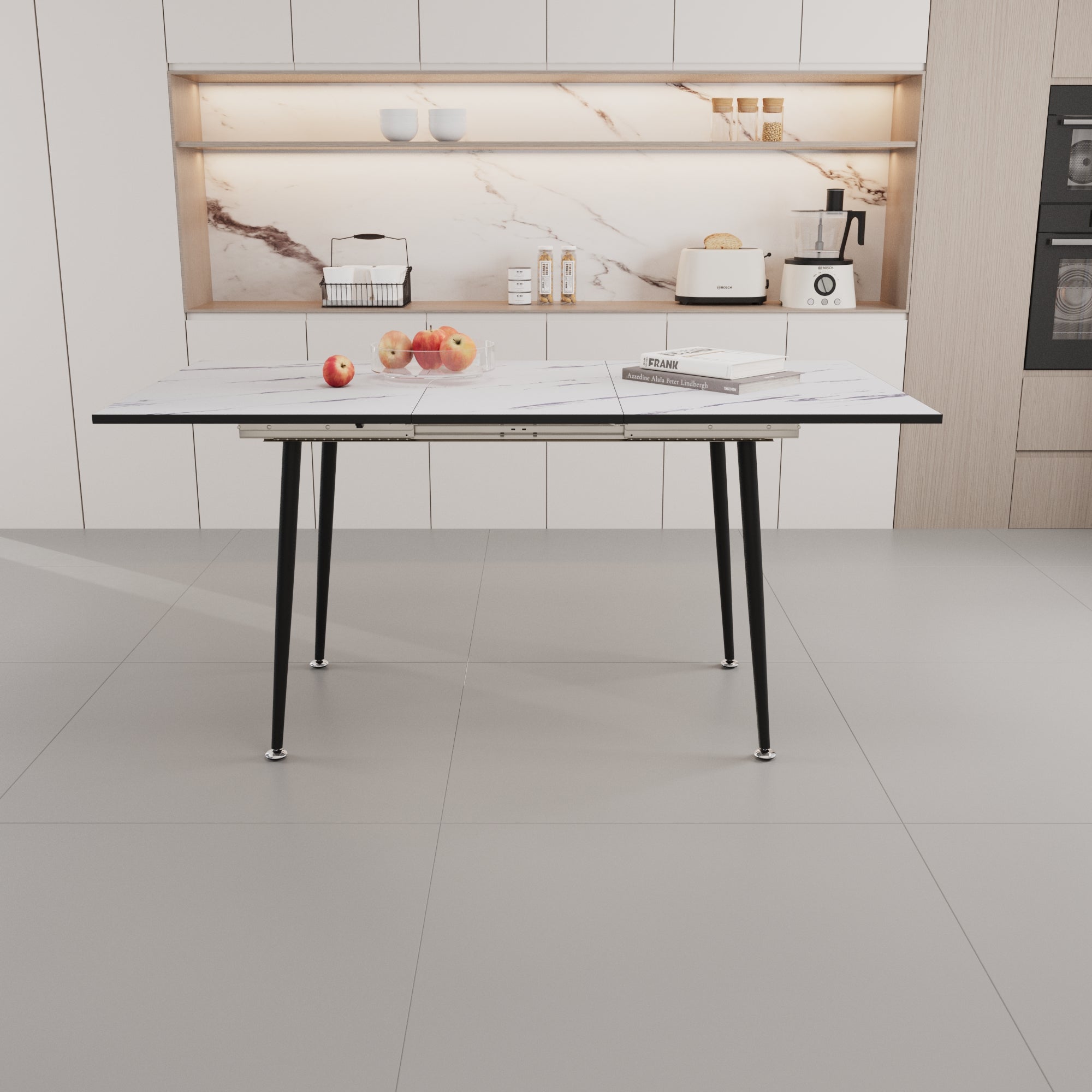 47"-63" Extendable MDF Modern Dining Table and Chair Set