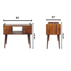 Elevated Chestnut Media Unit, 2-Drawers, 1 Open-Slot, Nordic Legs