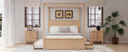 Queen Size Canopy Bed with Trundle and Storage