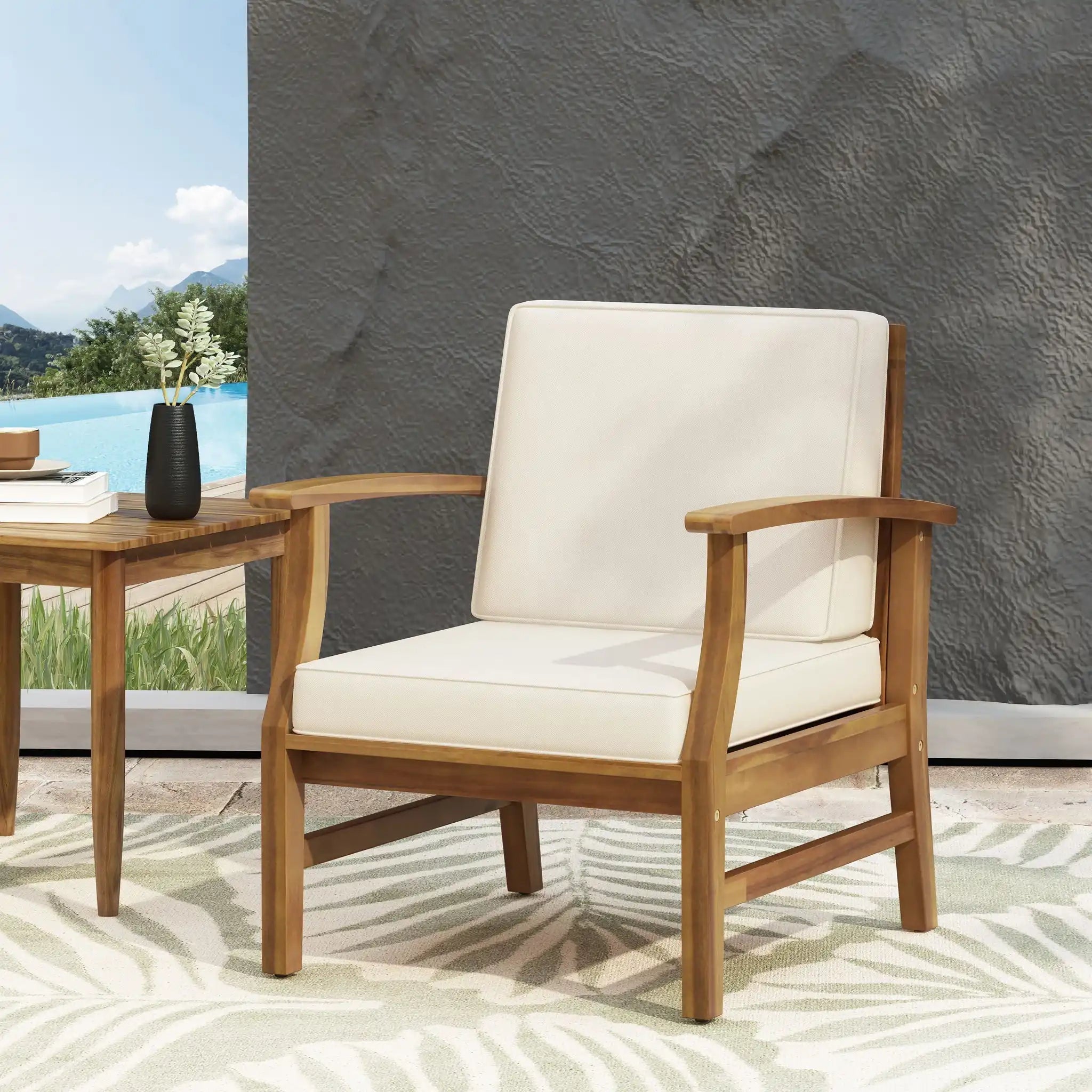 Perla Contemporary Club Chair with Water-Resistant Cushion