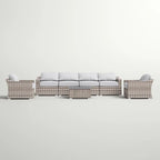 Fully Assembled 6-Person All-Weather Wicker Sectional Seating Group