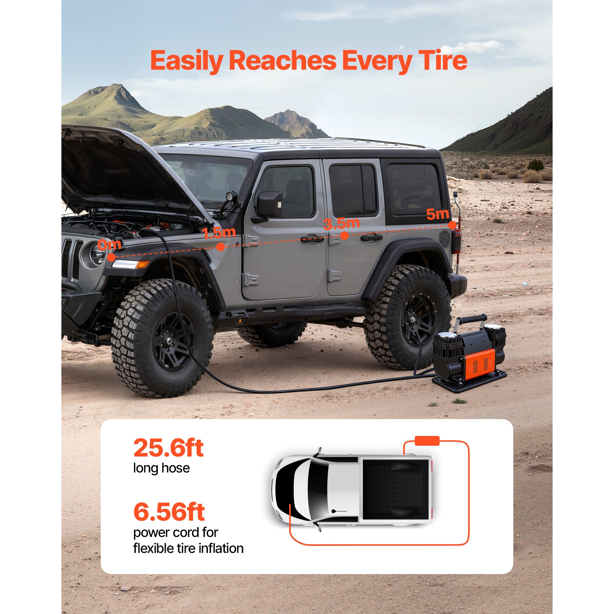 Dual-Cylinder Heavy Duty Air Compressor, 10.6CFM