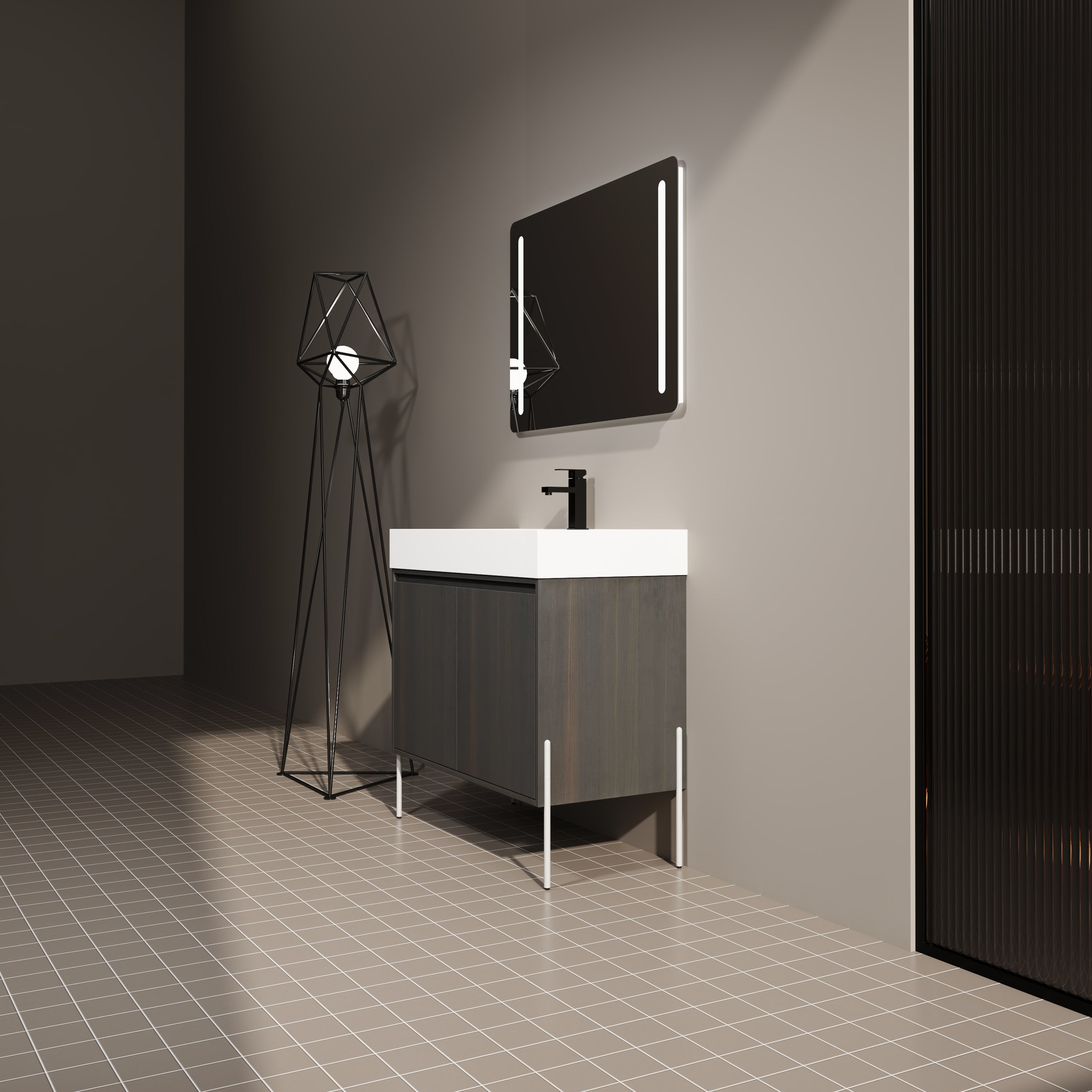 36" Freestanding Bathroom Vanity with Resin Sink