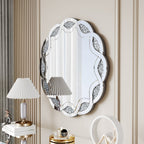 Silver Crush Diamond Round Wall Mirror