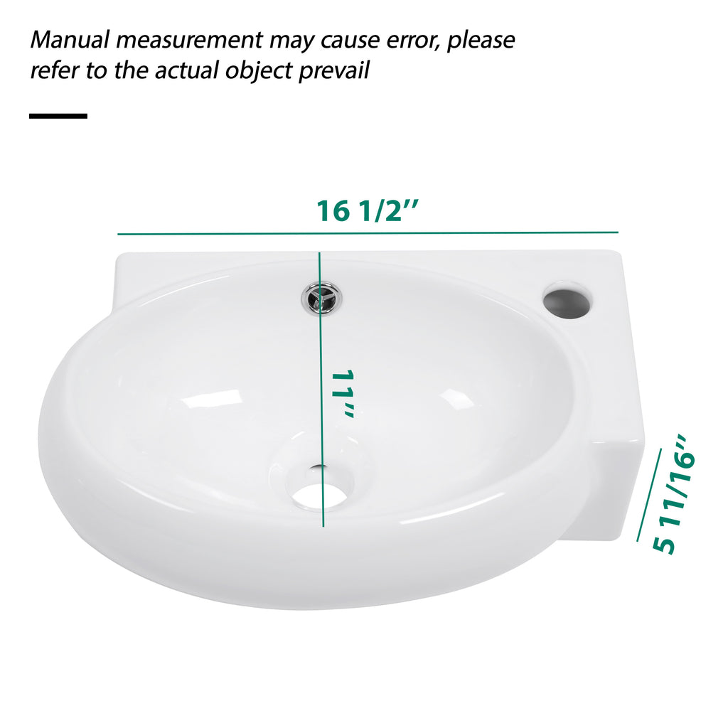 16.5x11 Inch Ceramic Bathroom Sink