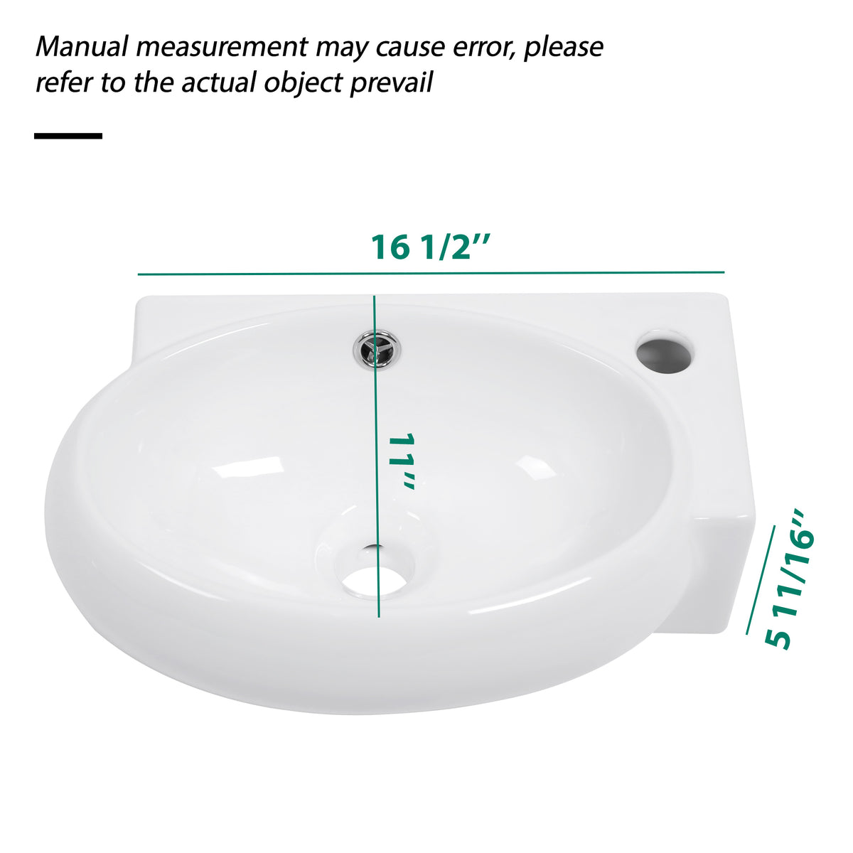 16.5x11 Inch Ceramic Bathroom Sink