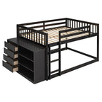 Full Over Full Bunk Bed with 4 Drawers and 3 Shelves - Espresso