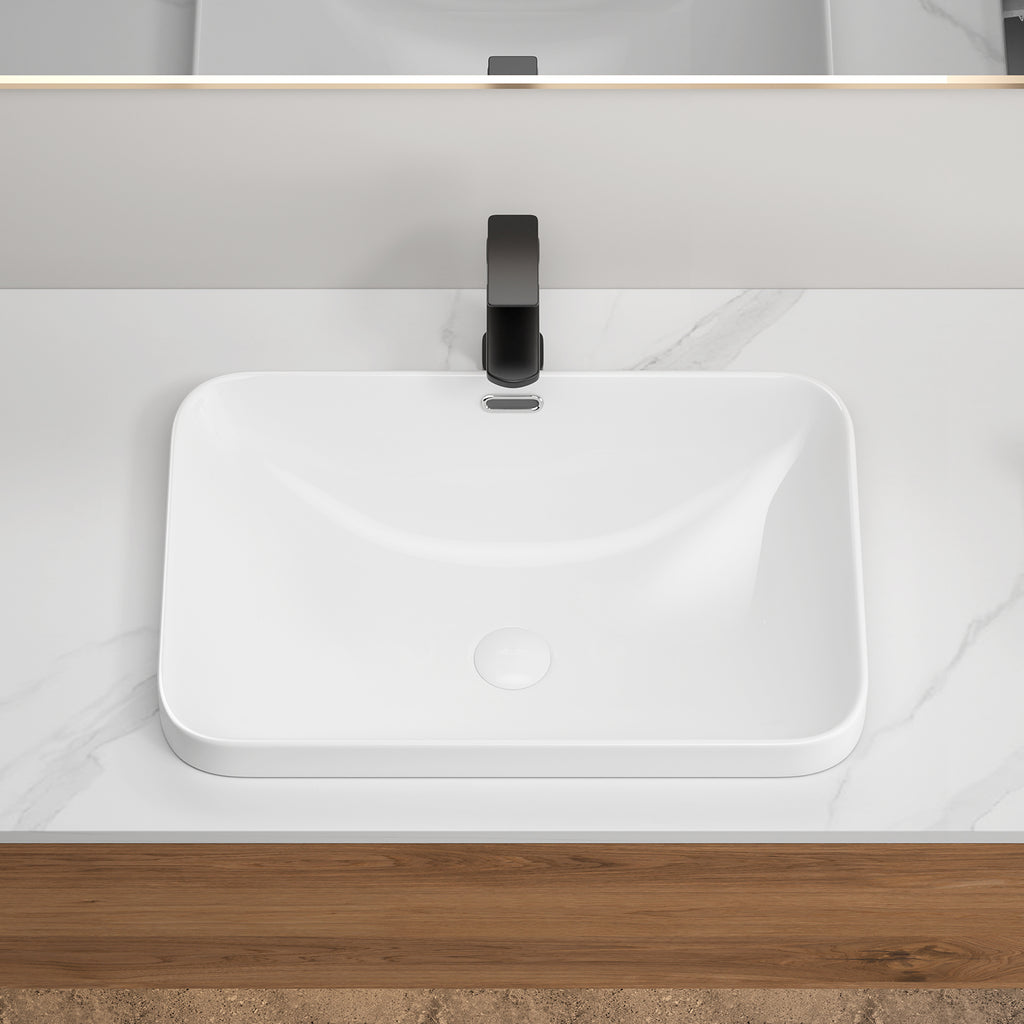 Ceramic Undermount Bathroom Sink 22.05" x 15.36" x 6.7"