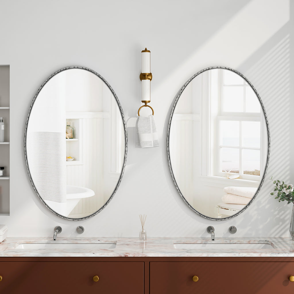 Iron Art Oval Retro Mirror - Antique Effect