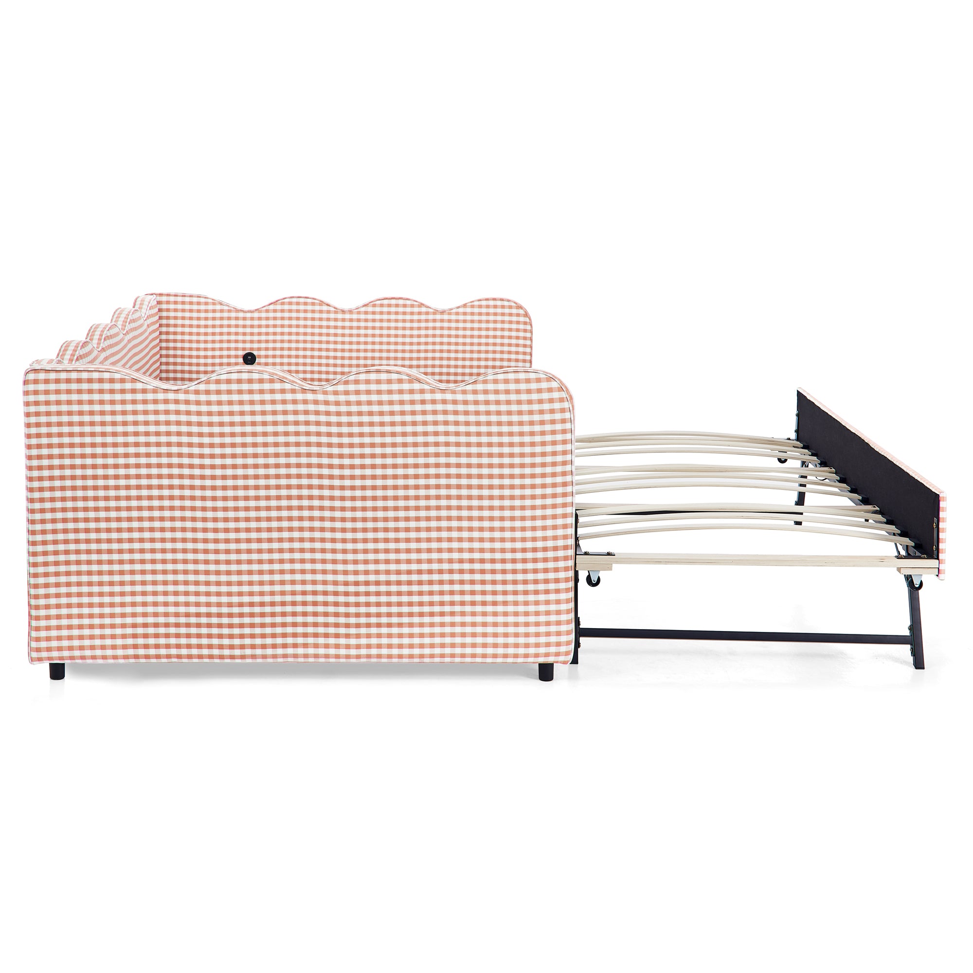 Full Size Cozy Gingham Daybed with Twin Size Trundle
