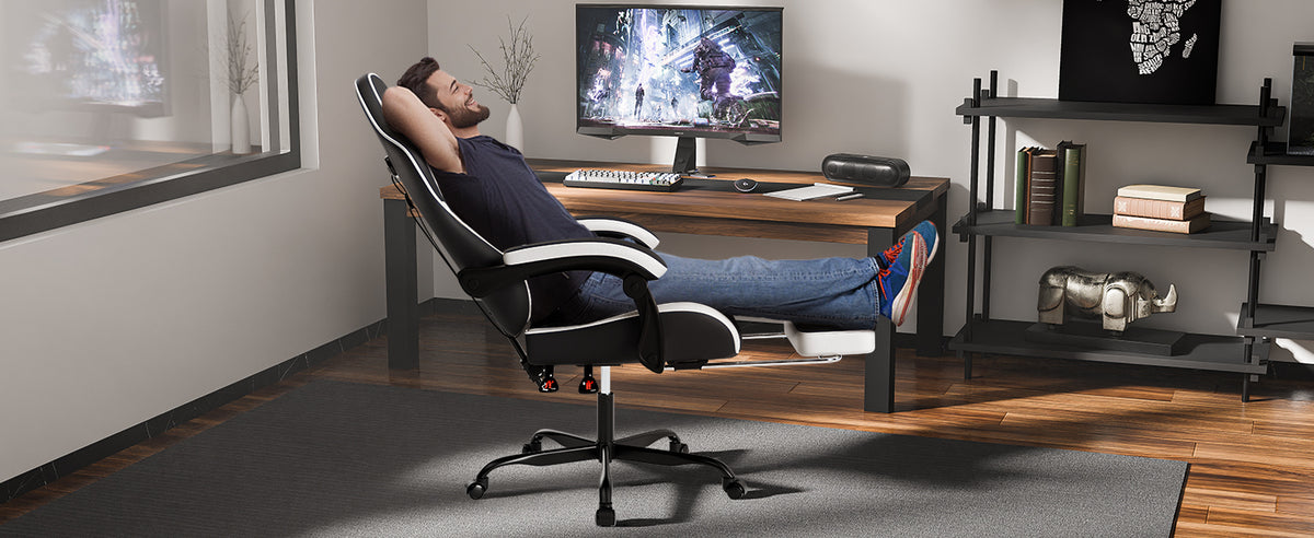 Ergonomic Video Gamer Chairs,Computer Gaming Chairs with Massage Lumbar Support and footrest,Racing Style Computer Chair Adjustable Headrest for Adults