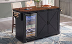 K&K 72" Farmhouse Kitchen Island with Fridge Storage