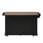 54" Mobile Kitchen Island with Glass Door Storage