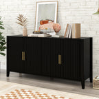 U_Style 61.1'' Modern 4-Vertical Wavy Slatted Doors Sideboard
