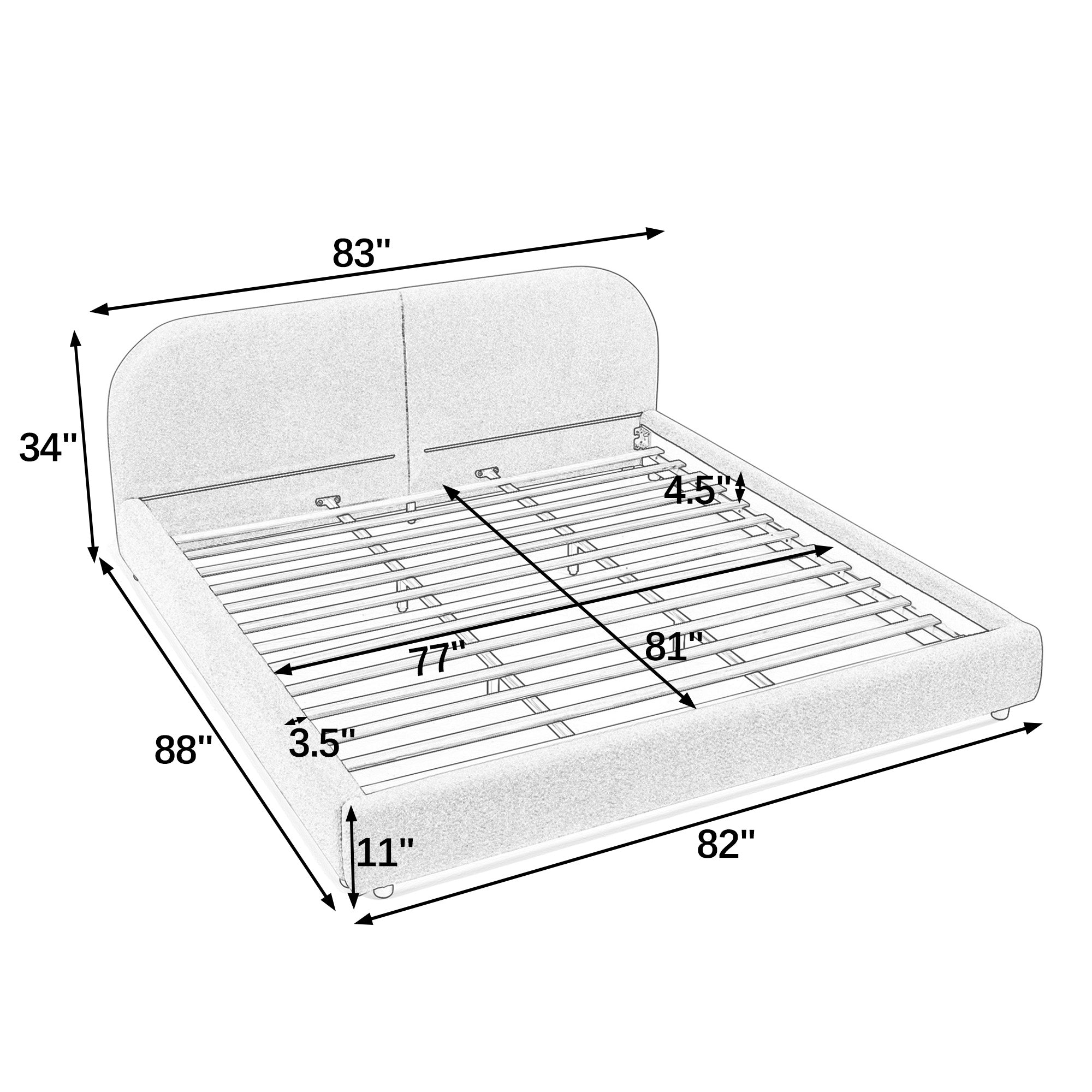 King Size Upholstered Bed Frame