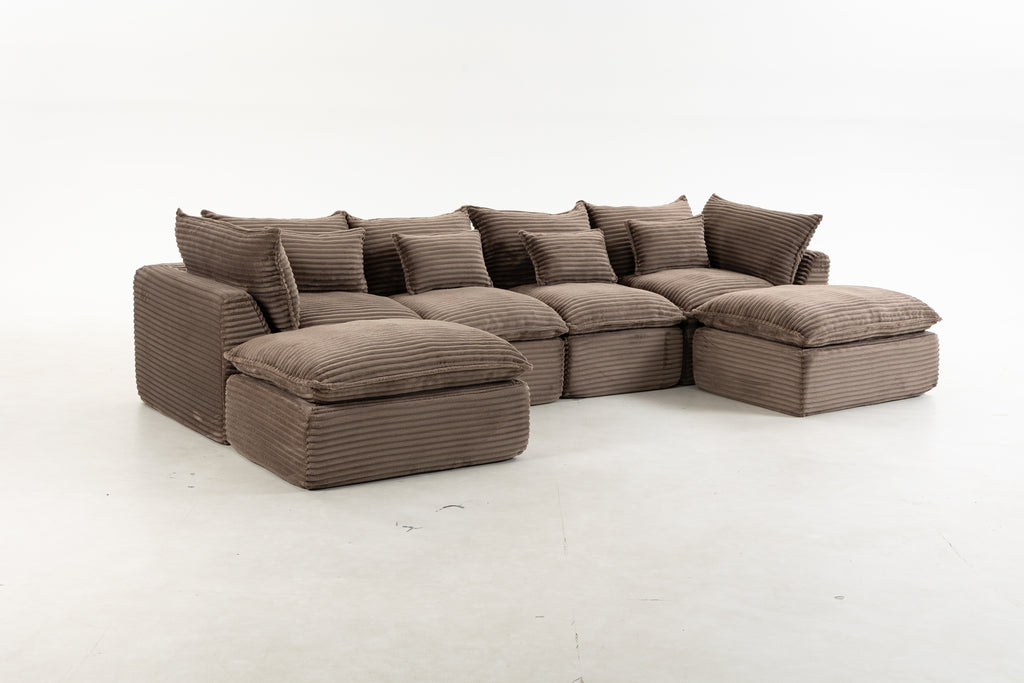 129.8" Width Cloud Couch Oversized Modular Sectional Sofa