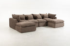 129.8" Width Cloud Couch Oversized Modular Sectional Sofa