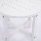 White HDPE Outdoor Side Table - 16 in. Round All-Weather Patio End Table