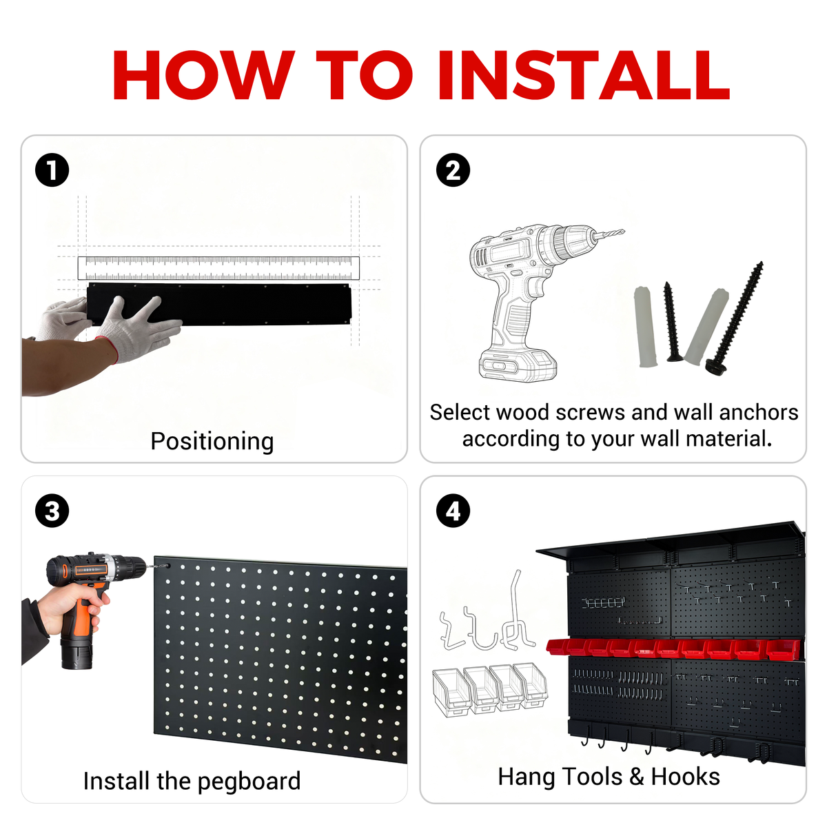Pegboard Wall Organizer - 48 x 36 Inches