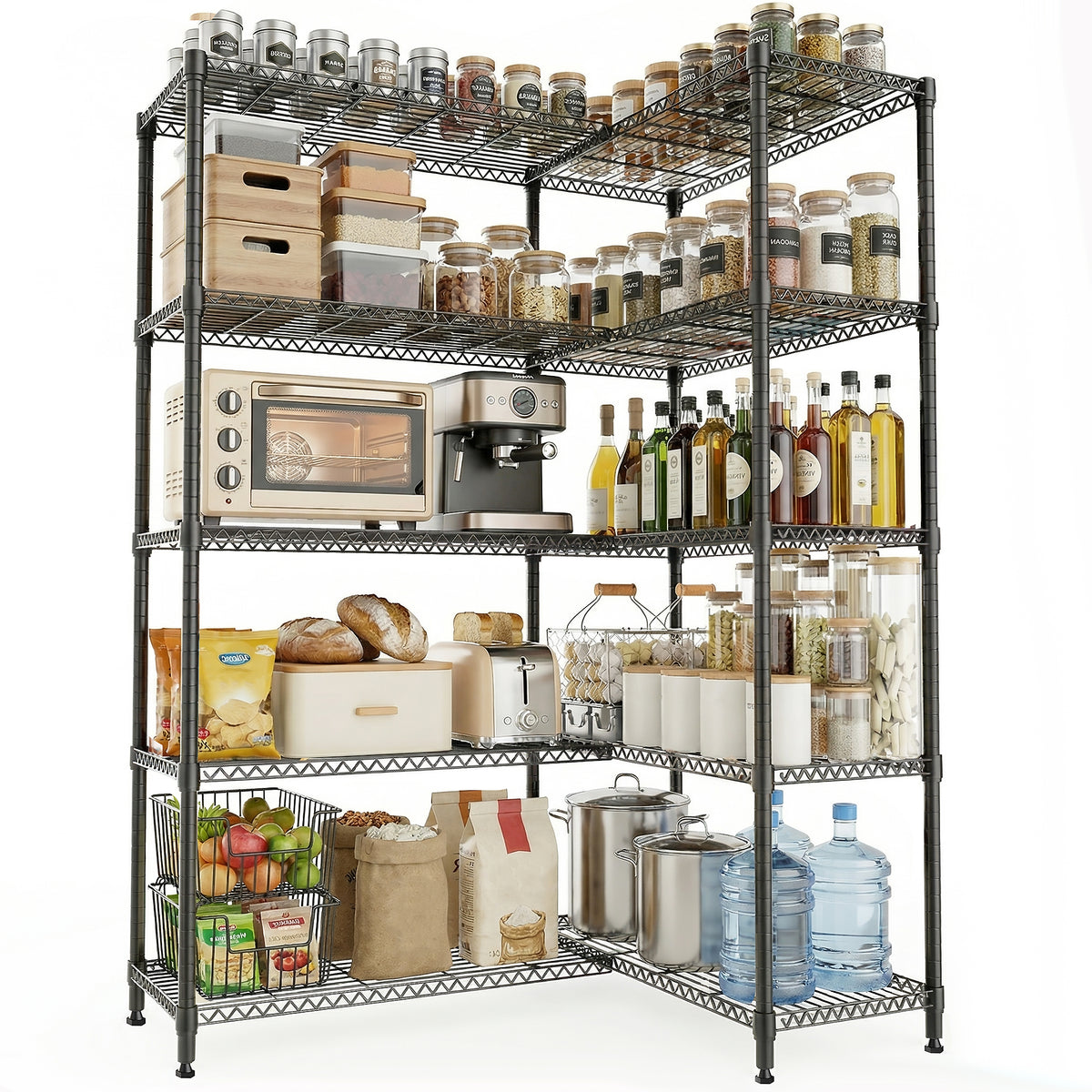 5 Tiers Metal Storage Shelves - Load 1500LBS
