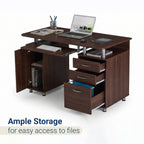 Techni Mobili Complete Workstation Computer Desk with Storage, Chocolate