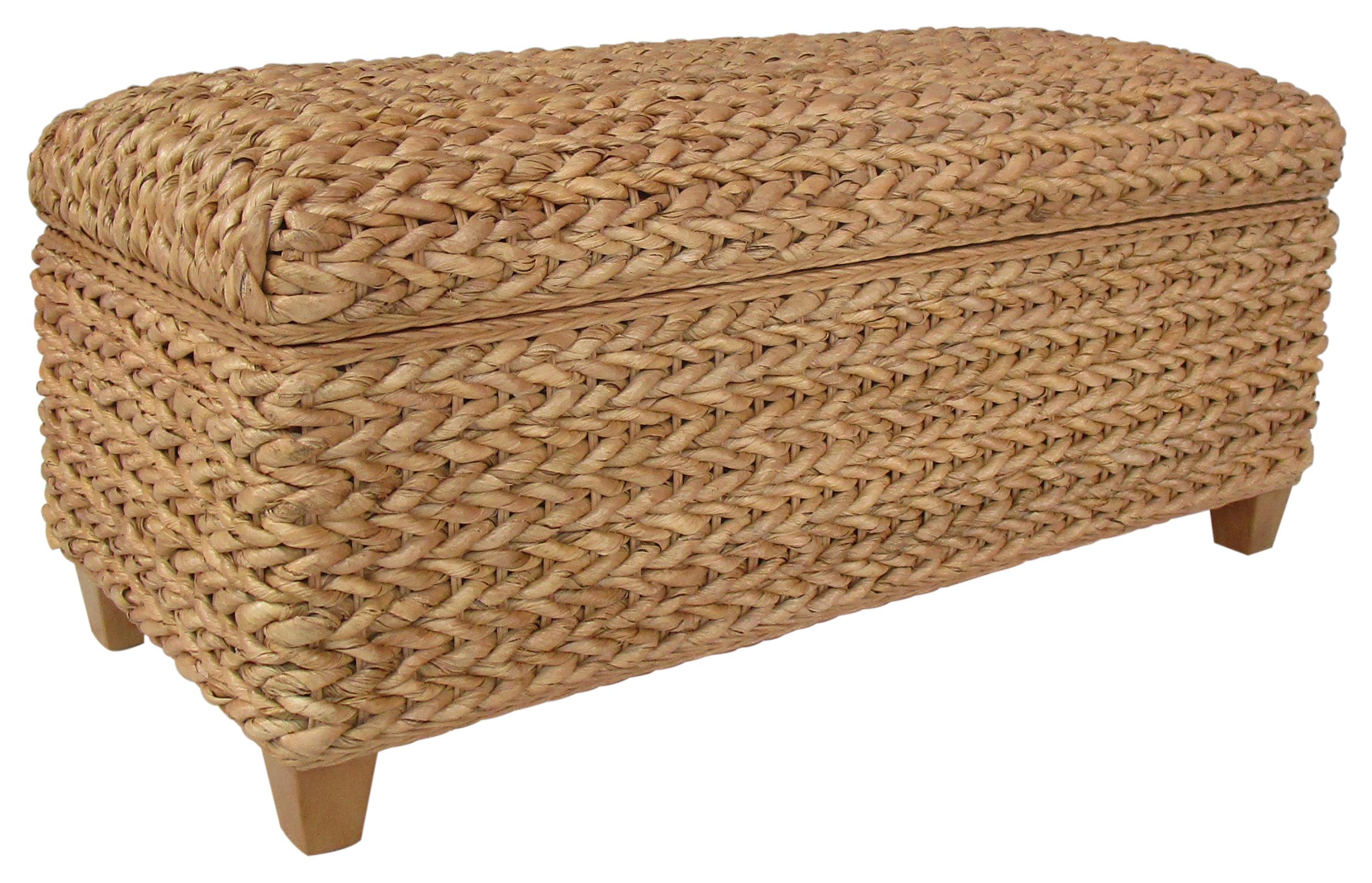 Laughton Hand-Woven Banana Leaf Storage Bench Natural-