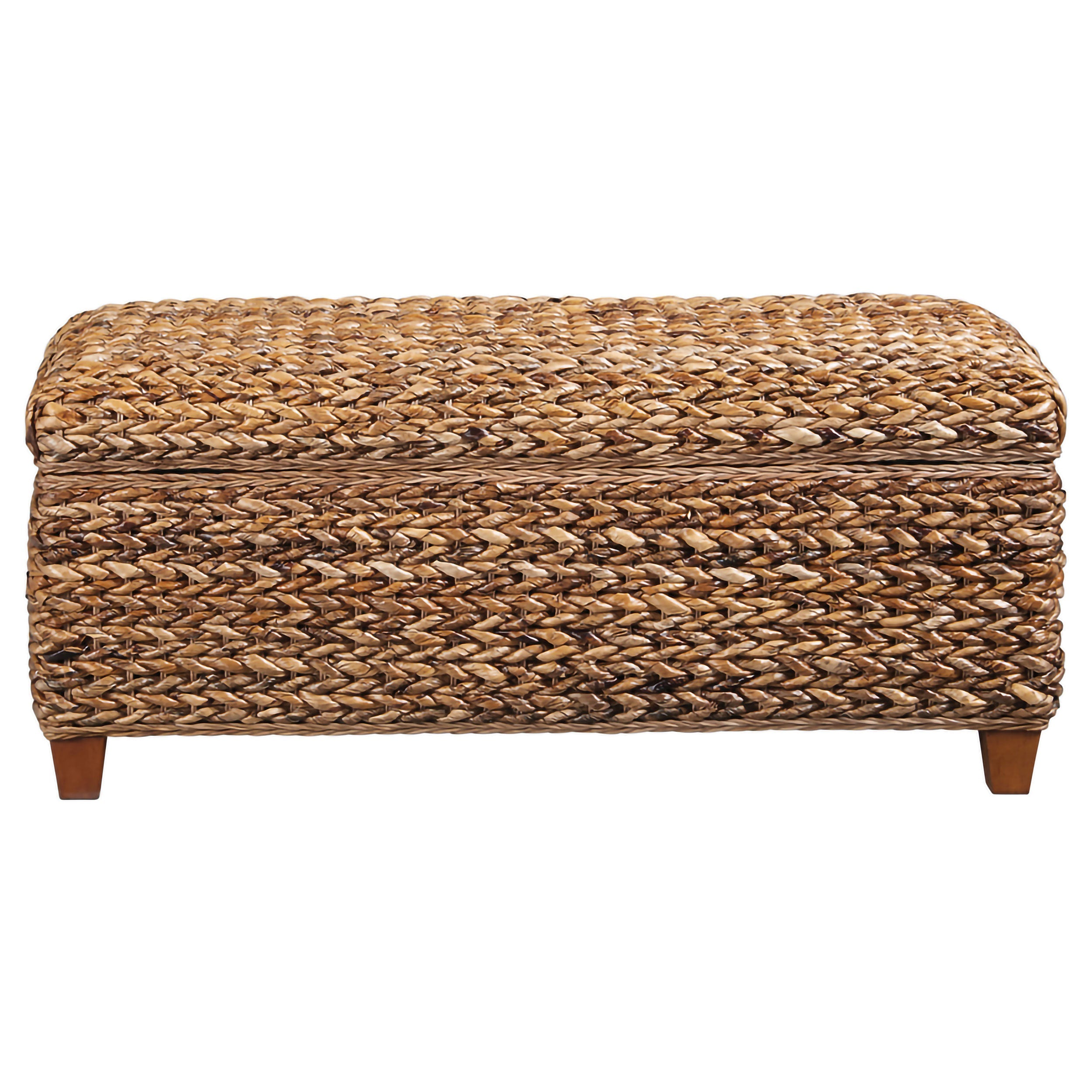 Laughton Hand-Woven Banana Leaf Storage Bench Amber-CoasterEssence