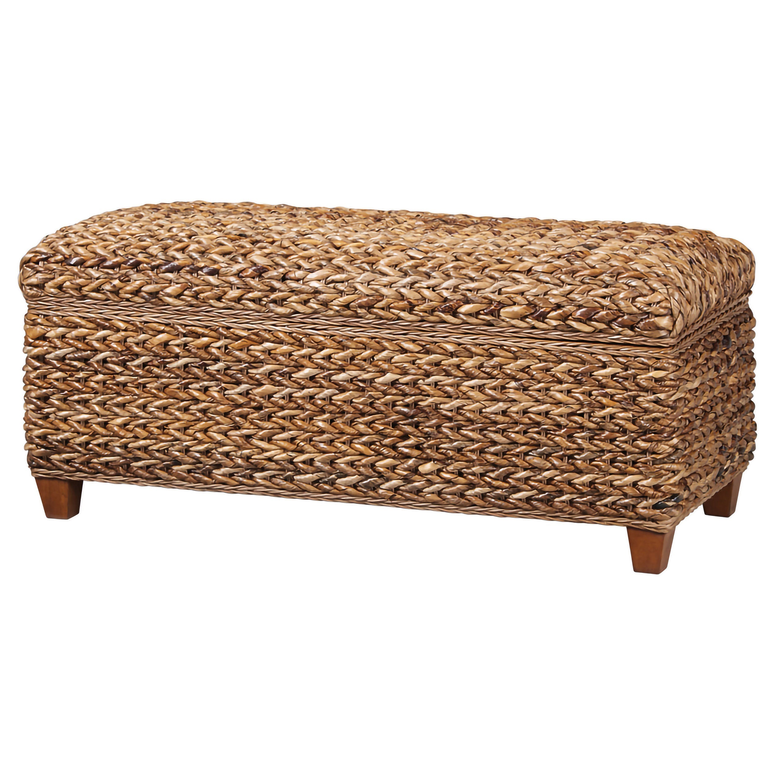 Laughton Hand-Woven Banana Leaf Storage Bench Amber-CoasterEssence