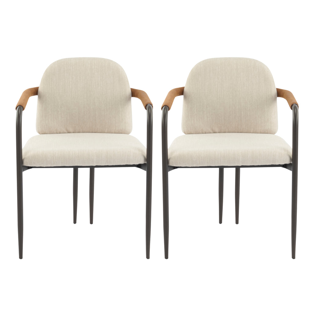 Dining Chair Set of 2 - Espresso and Beige