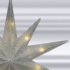 12" Lit Silver Glitter Star Tree Topper