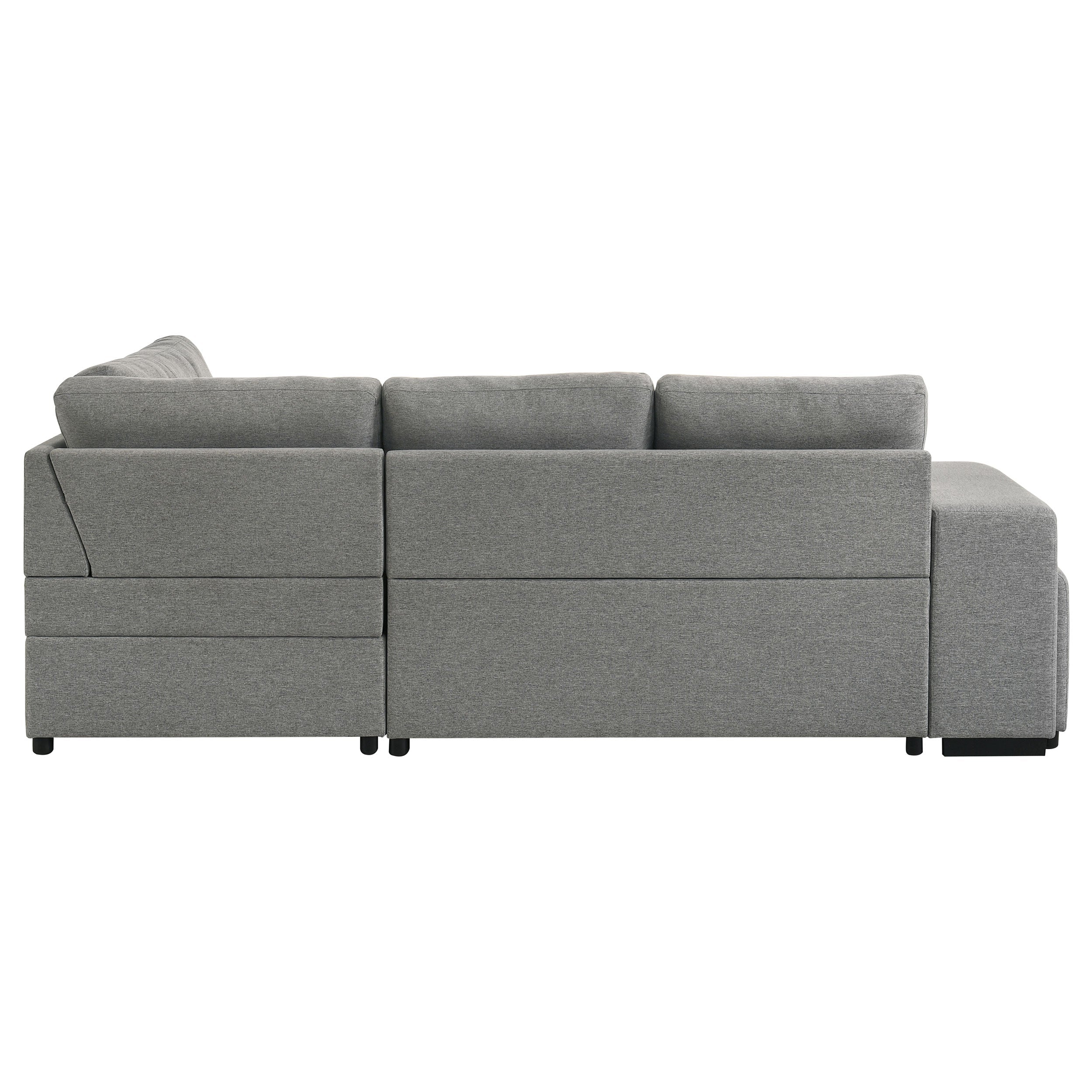Roanne Fabric Upholstered Sleeper Sectional Sofa Grey-
