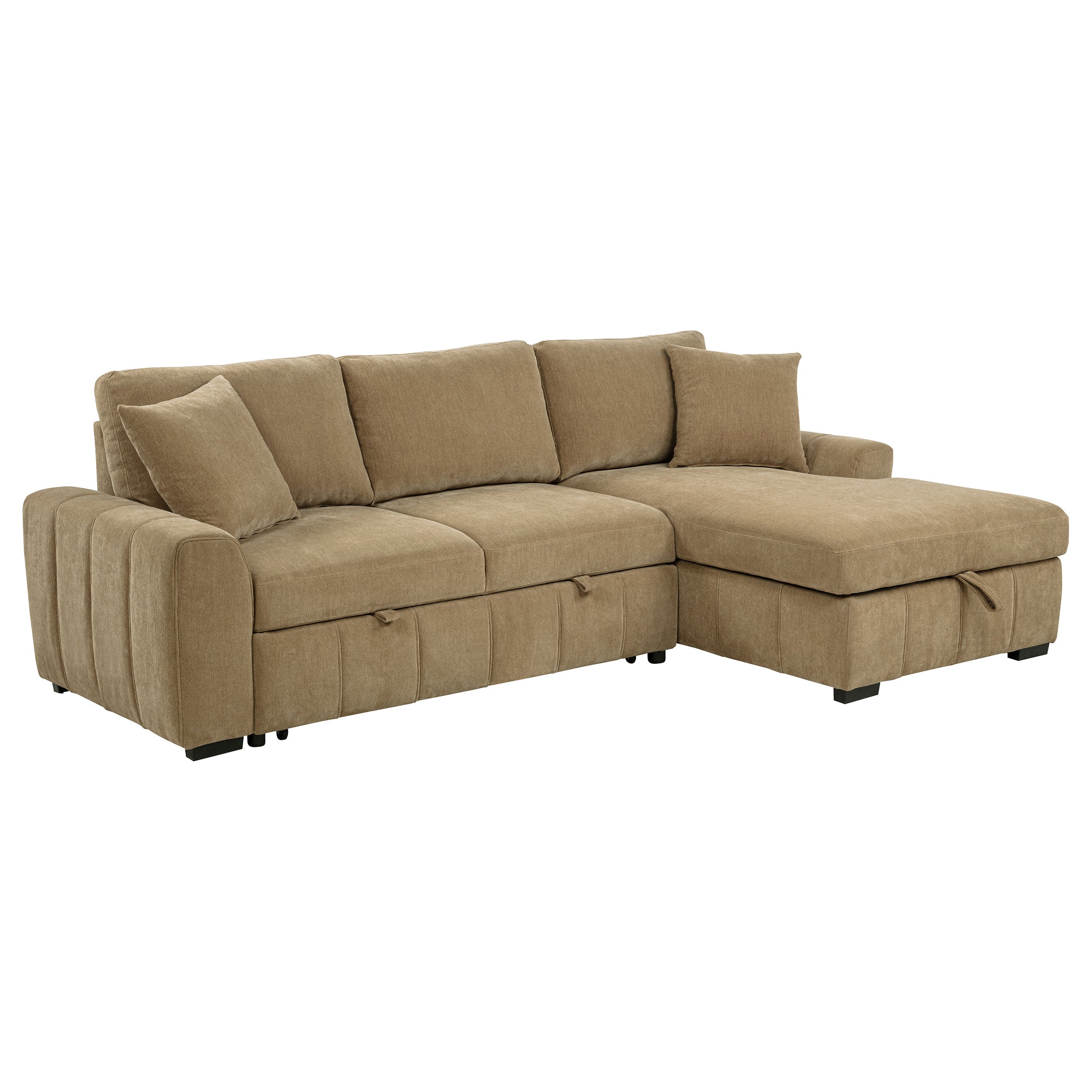 Pastrana Upholstered Sleeper Sectional Sofa RAF Chaise Camel-