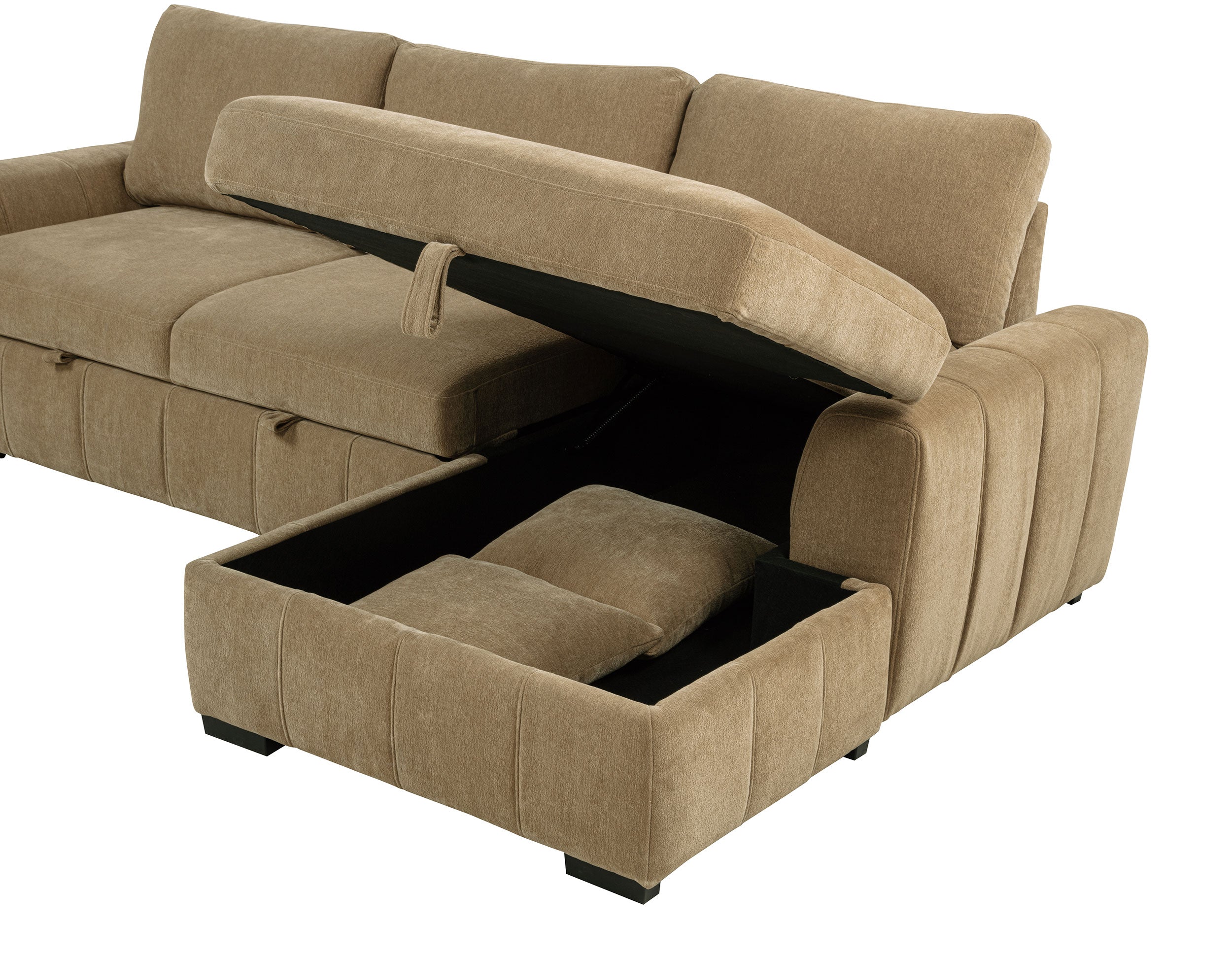 Pastrana Upholstered Sleeper Sectional Sofa RAF Chaise Camel-