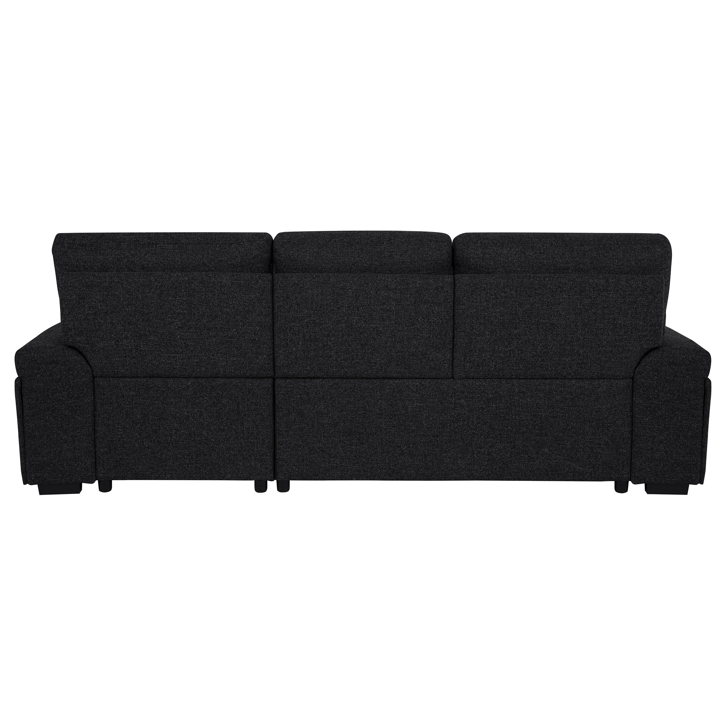 Demko Sleeper Sectional Sofa with Speaker and Storage Chaise Black-