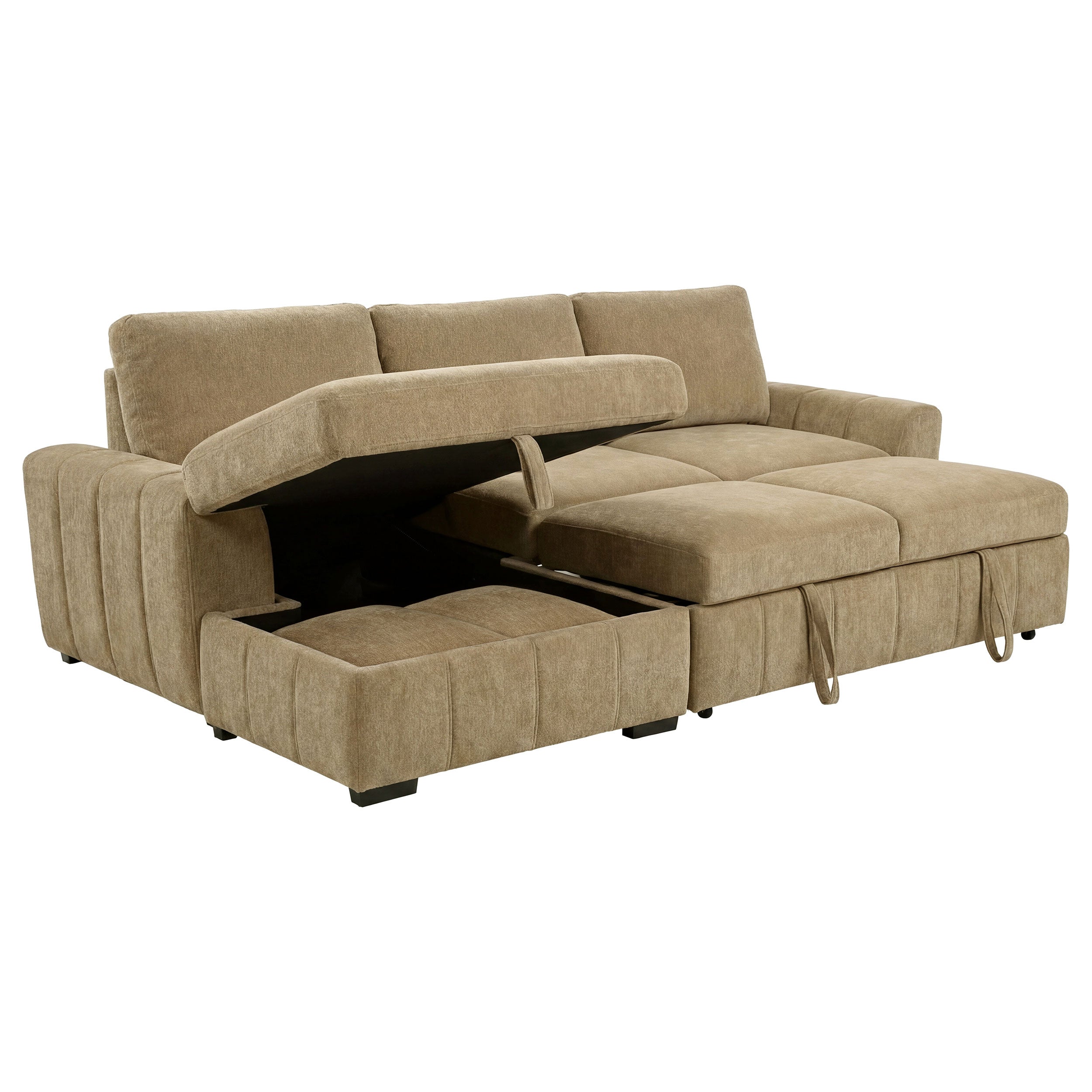 Pastrana Upholstered Sleeper Sectional Sofa LAF Chaise Camel-