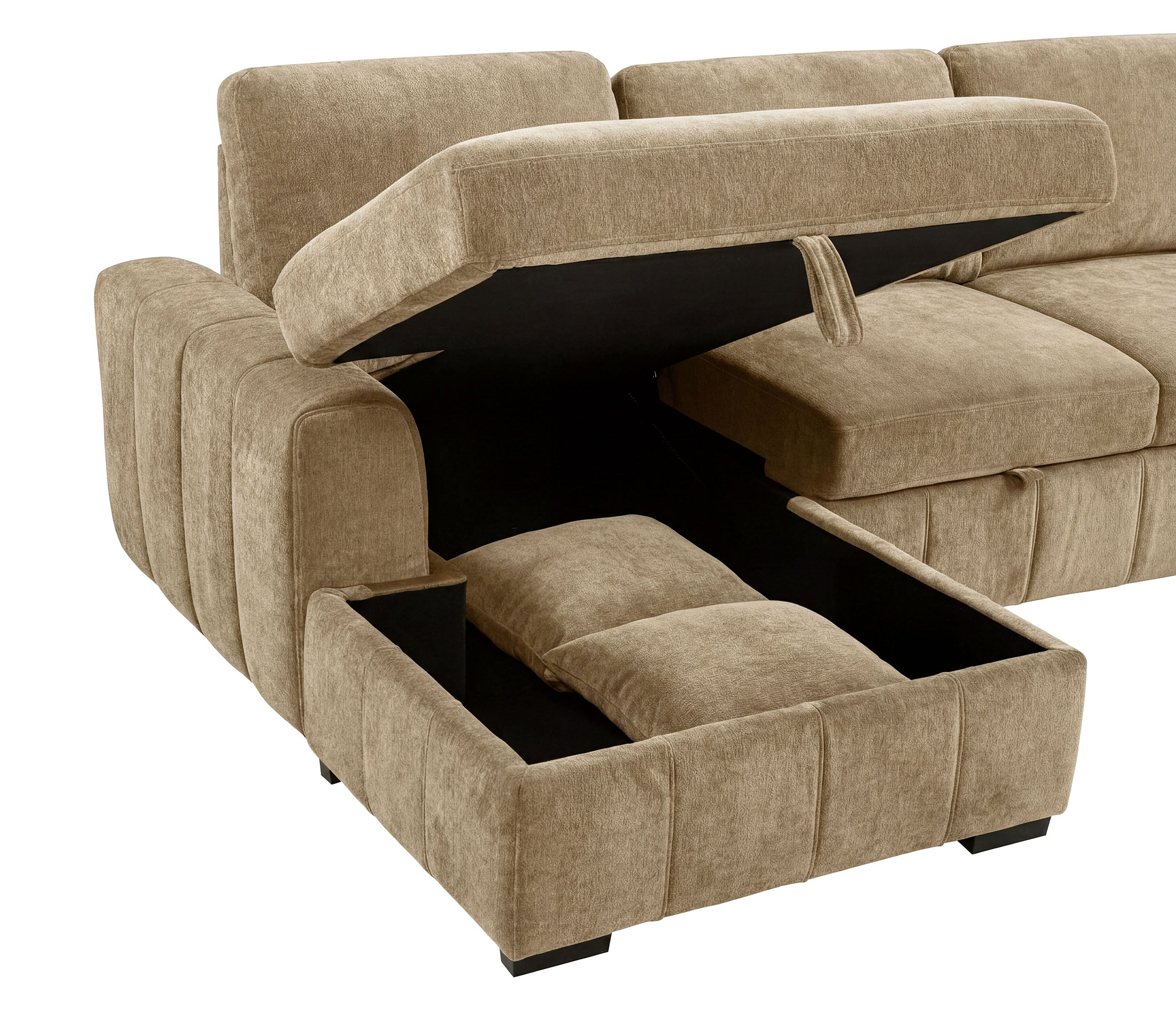 Pastrana Upholstered Sleeper Sectional Sofa LAF Chaise Camel-