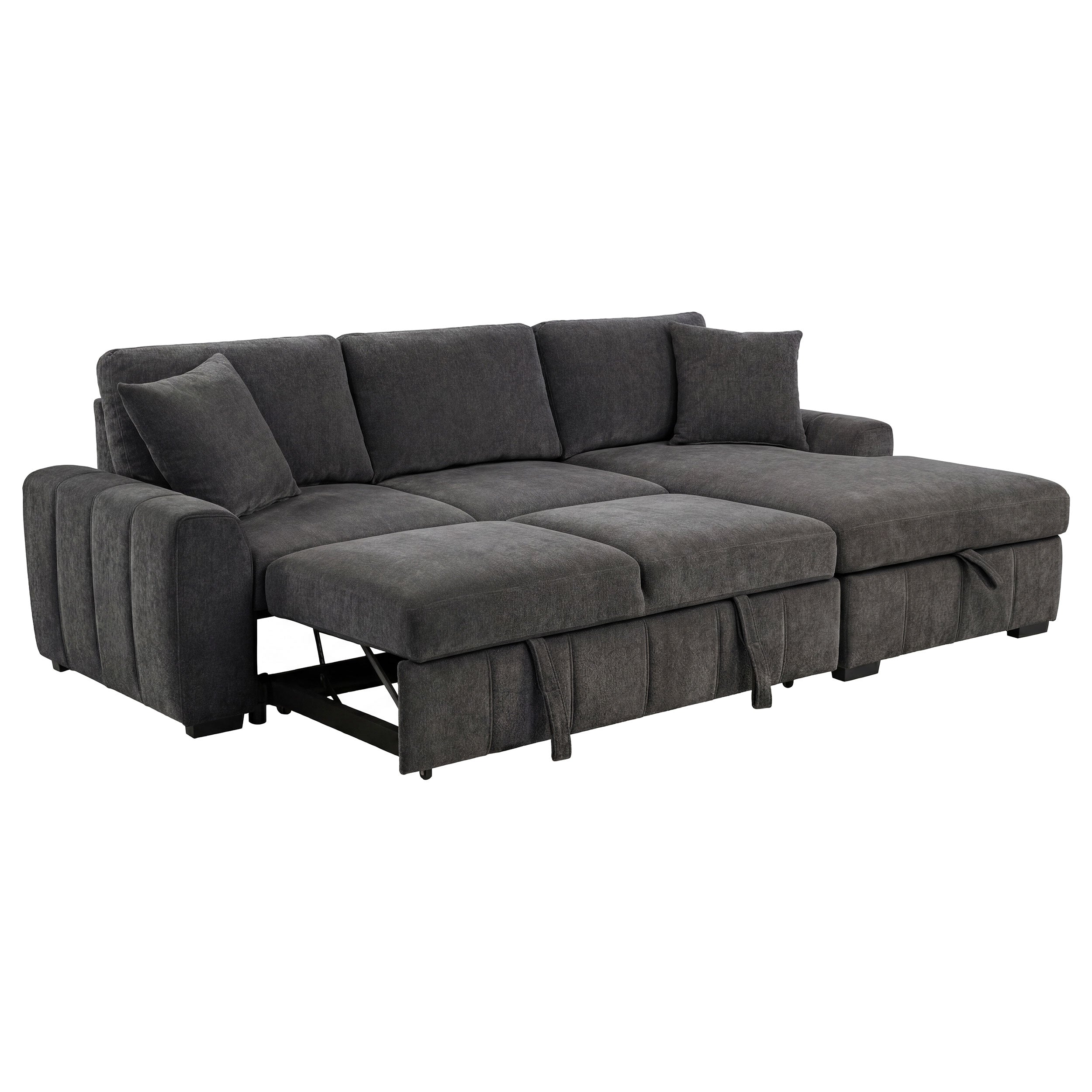 Pastrana Upholstered Sleeper Sectional Sofa RAF Chaise Grey-