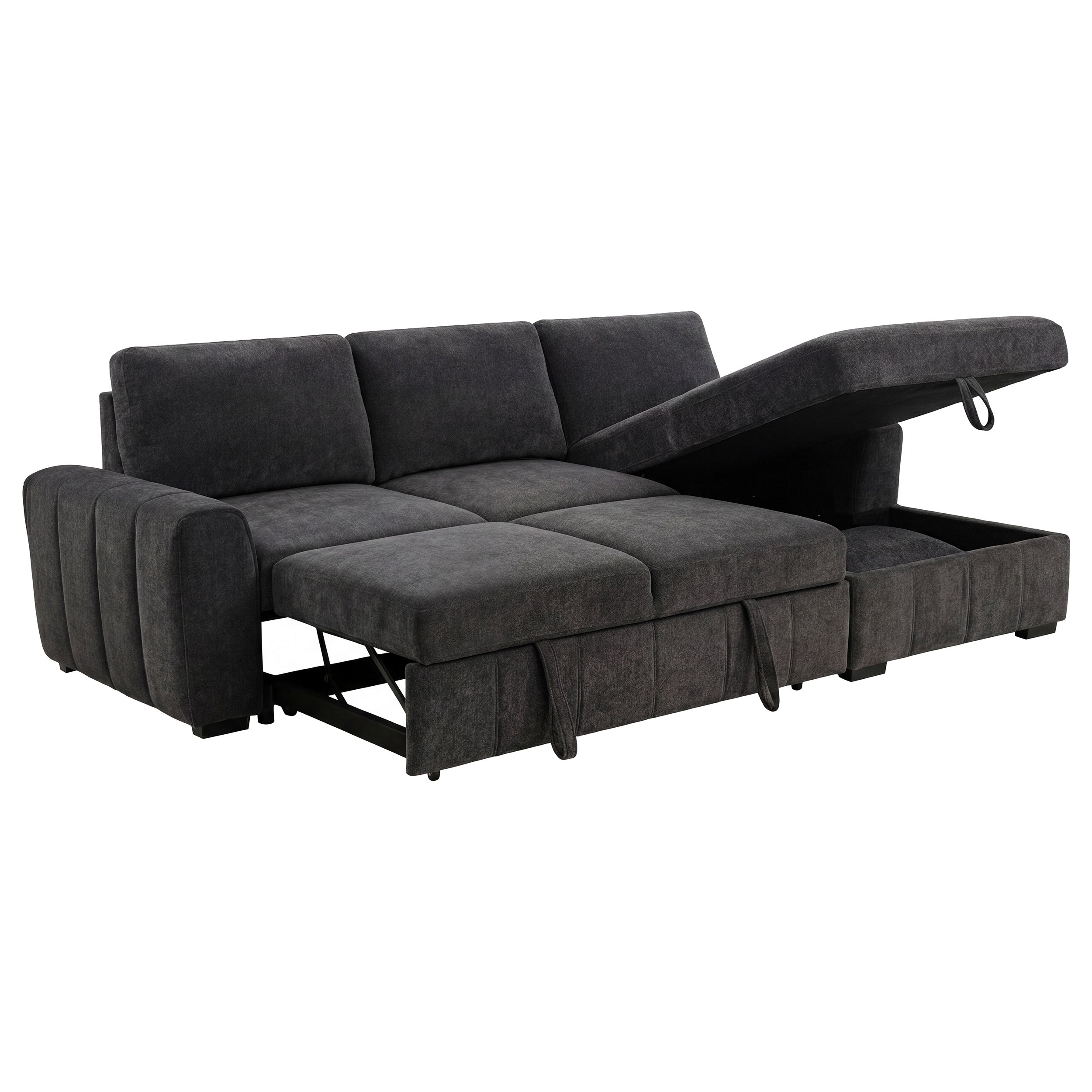 Pastrana Upholstered Sleeper Sectional Sofa RAF Chaise Grey-