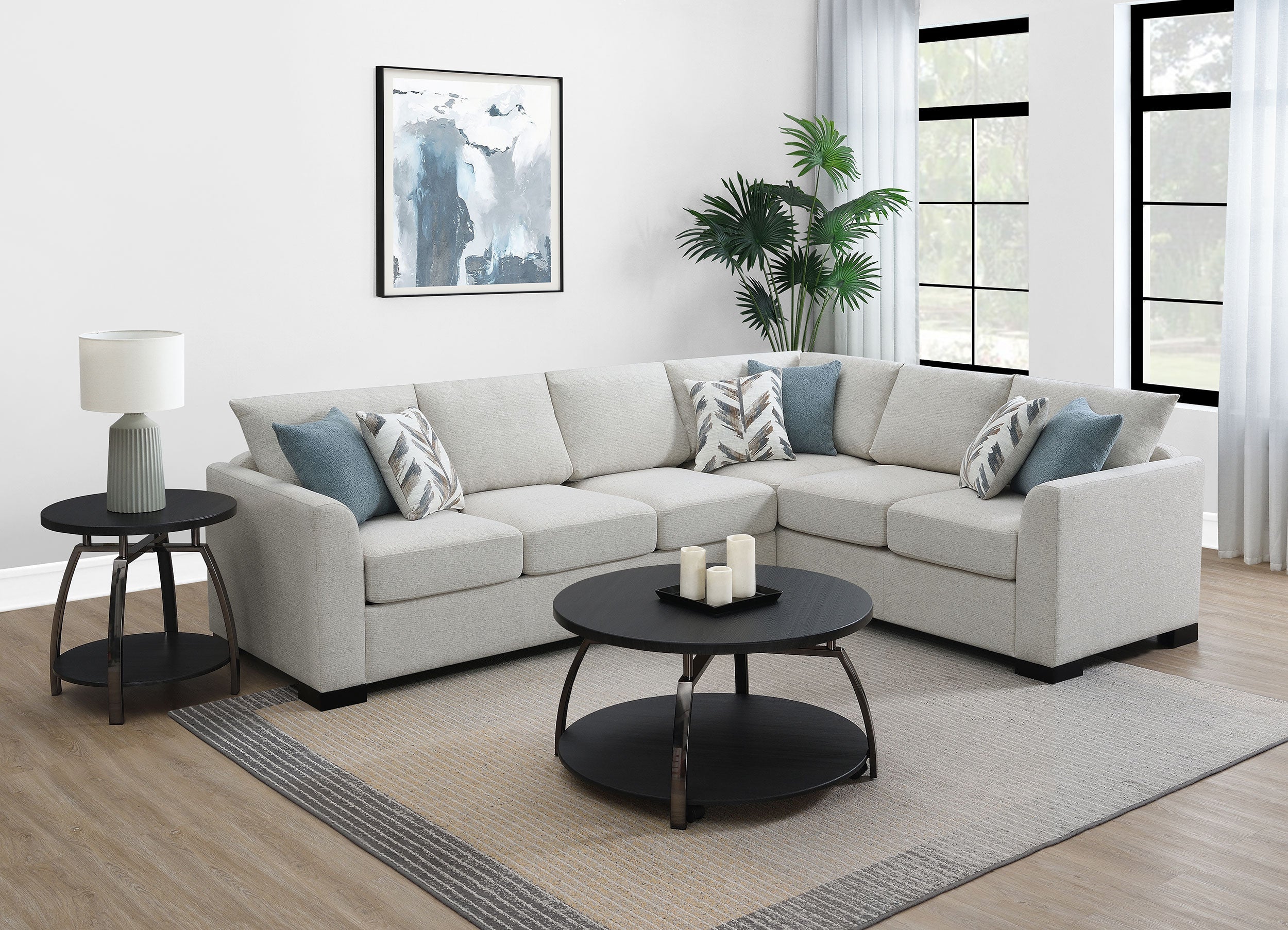 Ashford Chenille Upholstered Sleeper Sectional Sofa Greige-