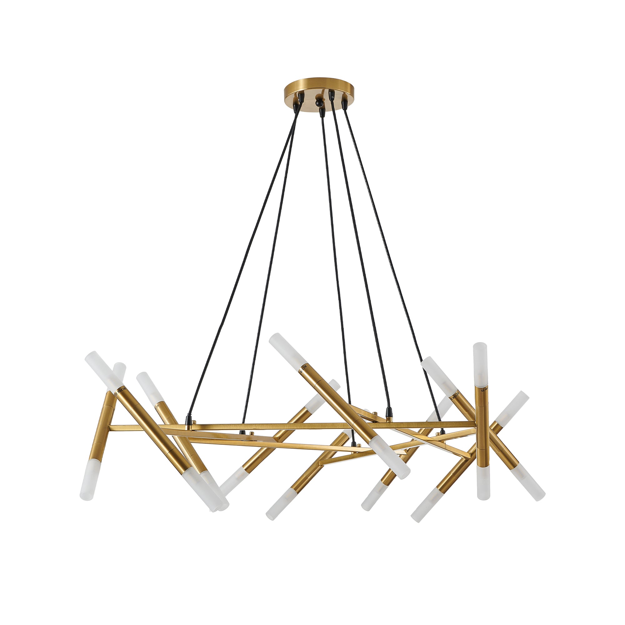 41" Golden Modern Chandelier Light Fixture, Branch Design with Frosted Tubes